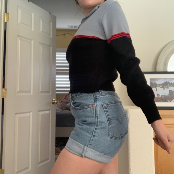 VINTAGE CROPPED COLLARED JACKET/ SWEATER - Picture 1 of 4